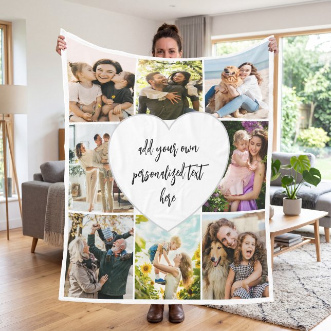 Create Your Own Custom 8 Photo Collage Fleece Blanket (Creator Uploaded)