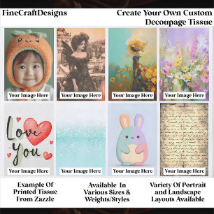 Create Your Own Custom 8 Photo Portrait Decoupage Tissue Paper