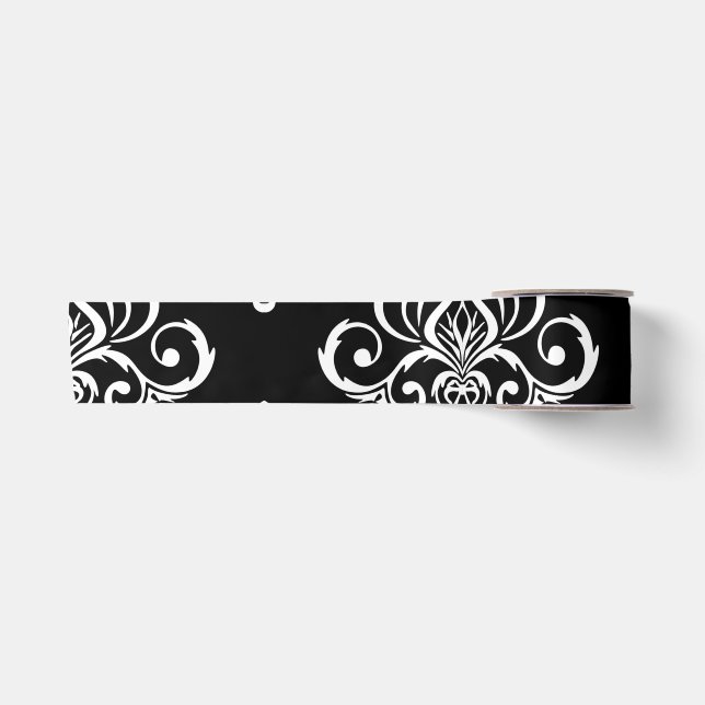 Create Your Own Custom B&W Damask Satin Ribbon (Front)