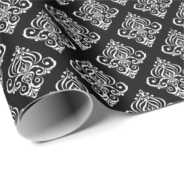 Create Your Own Custom B&W Damask Wrapping Paper (Roll Corner)