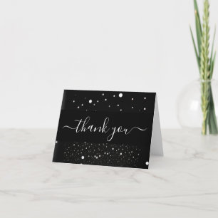 Create Your Own Custom Black & White Snow Dots Thank You Card