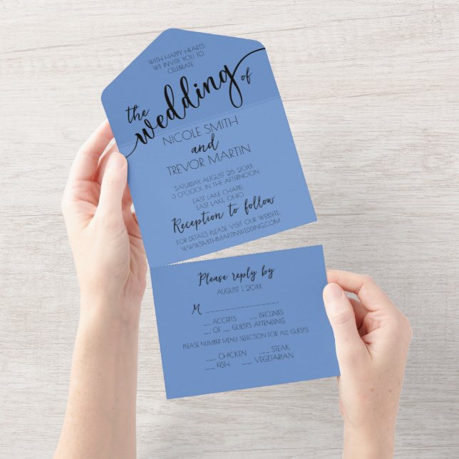 Create Your Own Custom Blue All In One Invitation (Tearaway)