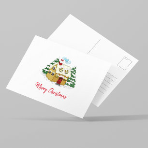 Create Your Own Custom Christmas Tree House Holiday Postcard