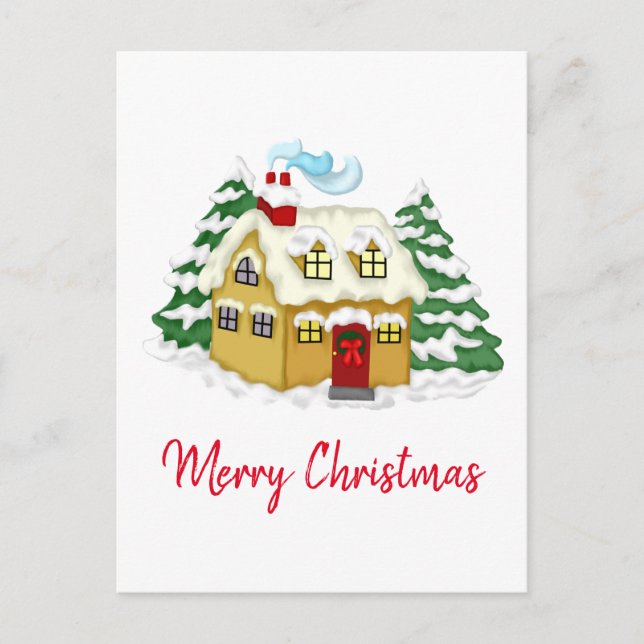 Create Your Own Custom Christmas Tree House  Holiday Postcard (Front)