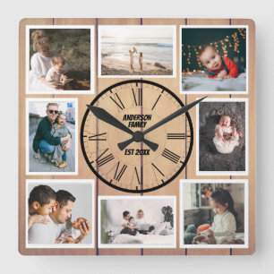 Create your Own Custom Collage Image Square Wall Clock