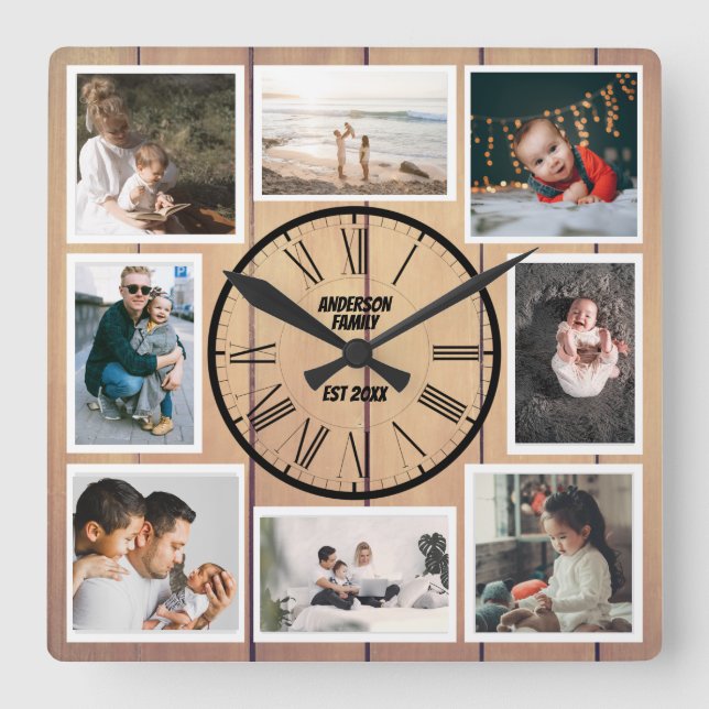 Create your Own Custom Collage Image  Square Wall Clock (Front)