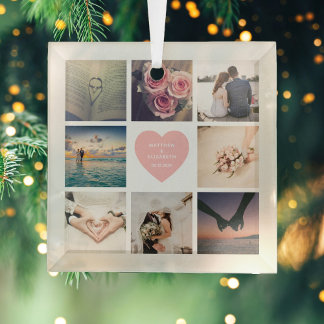 Create Your Own Custom Couple Family Photo Glass Tree Decoration
