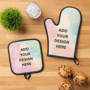 Create your own Custom Customisable personalised Oven Mitt & Pot Holder Set