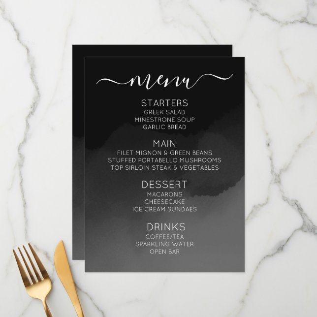 Create Your Own Custom Dark Colourized Ombré  Menu (Front/Back In Situ)