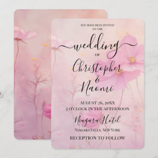 Create Your Own Custom Delicate Pink Wildflowers Invitation