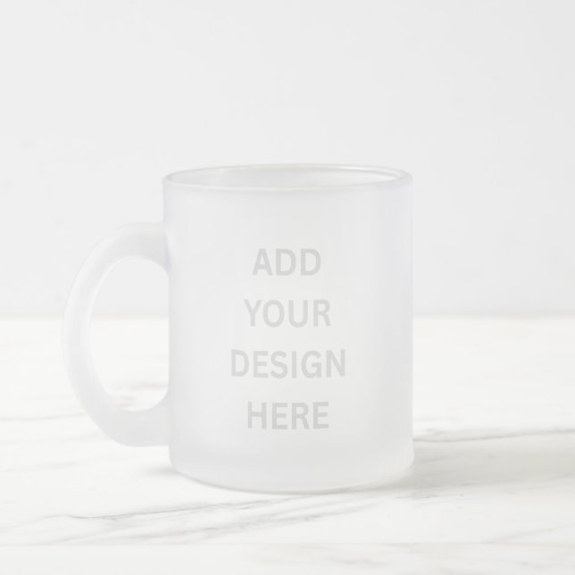 Create your own custom design 10oz frosted glass coffee mug (Left)