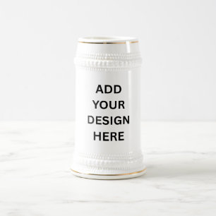 Create Your Own Custom Design 22oz White and Gold  Beer Stein