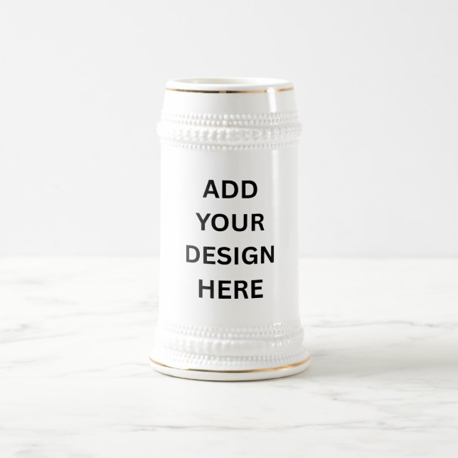 Create Your Own Custom Design 22oz White and Gold  Beer Stein (Center)