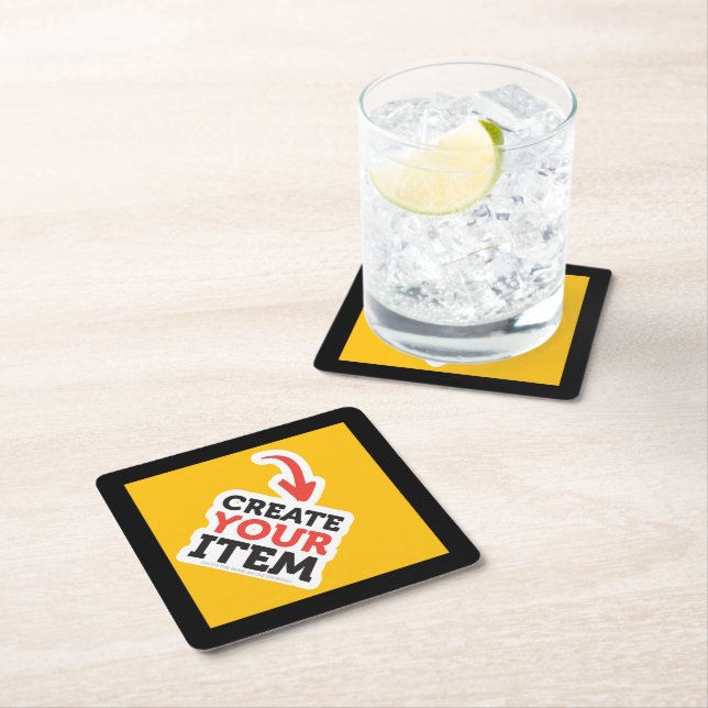 CREATE-YOUR-OWN Custom design Funny Sign Bachelor Square Paper Coaster (Insitu)