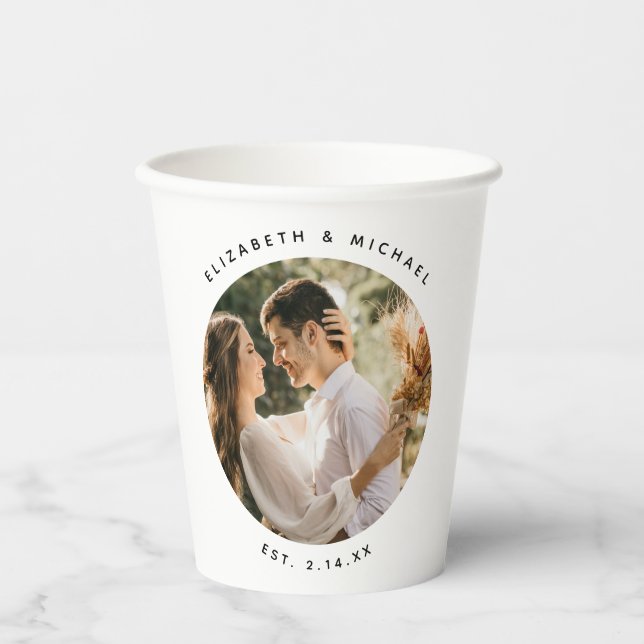 Create Your Own Custom Elegant Wedding Photo Paper Cups (Front)