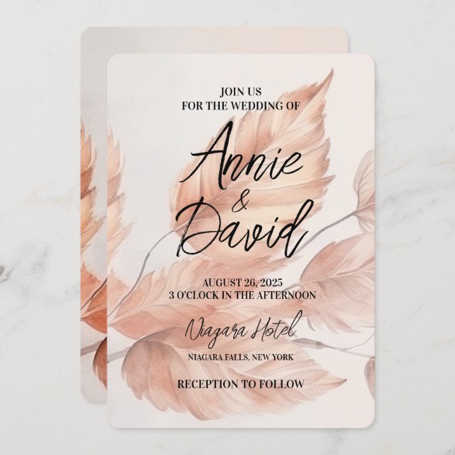 Create Your Own Custom Fall Leaves Wedding Invitation (Front/Back)