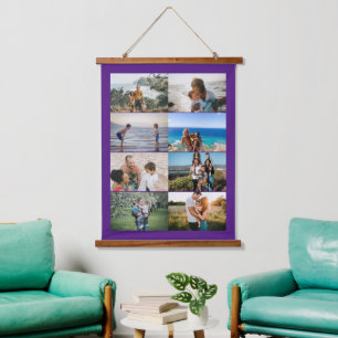 Create your own Custom Family 8 Photo Collage Hang Hanging Tapestry