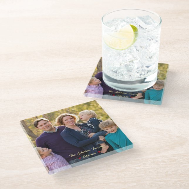 Create Your Own Custom Family Photo Glass Coaster (Angled)