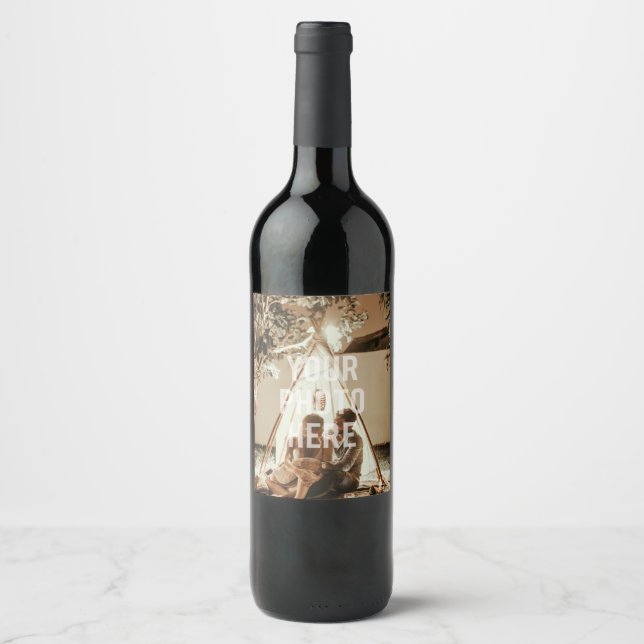 Create Your Own Custom Family Photo Keepsake Wine Label (Front)