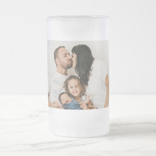 Create Your Own Custom Family Photo Personalised   Frosted Glass Beer Mug