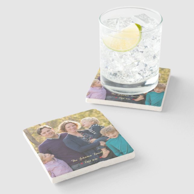 Create Your Own Custom Family Photo Stone Coaster (Side)