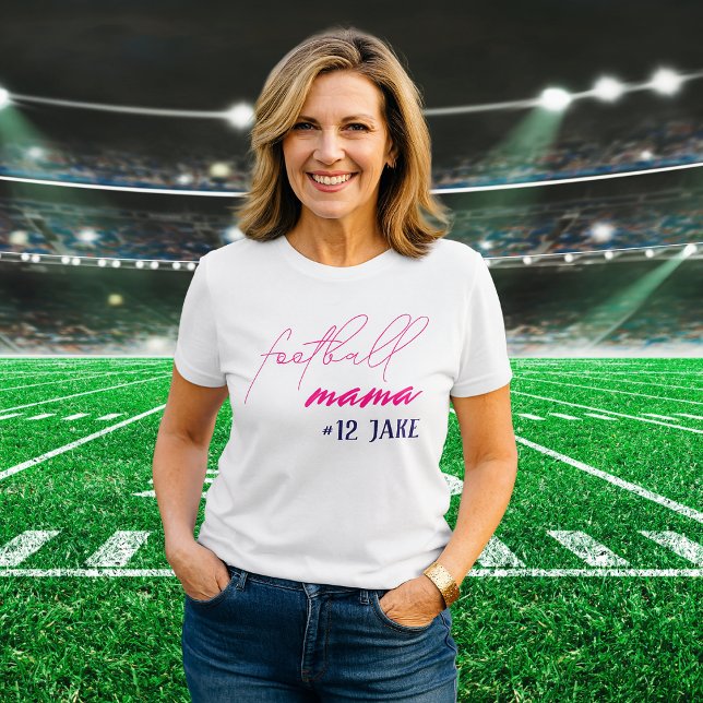 Create Your Own Custom Football Mama Tri-Blend Shirt (Modern minimalist Football Mama shirt in pink + black. Add player name and jersey number.
)