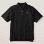 Create Your Own Custom Gold Monogrammed Mens Black<br><div class="desc">Create your own custom, personalised, monogrammed, comfortable, slim fit, 100% ring spun combed cotton, mens faux gold monogram / initials embroidered classic black pique polo shirt. Simply type in your initial / monogram, to customise. Makes a great custom gift, for brother, son, father, husband, boyfriend, grandpa, godfather, godson, grandfather, grandson,...</div>