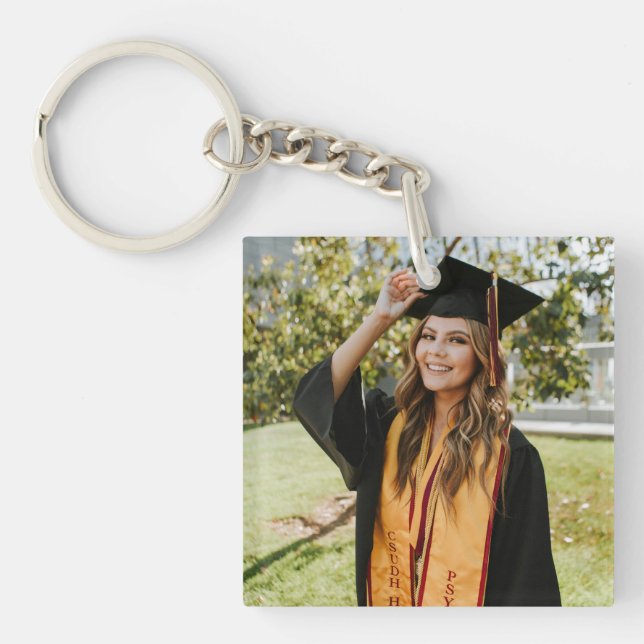 Create Your Own Custom Graduate 2 Photo Key Ring (Front)