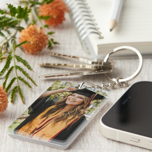 Create Your Own Custom Graduate 2 Photo Key Ring (Front Right)