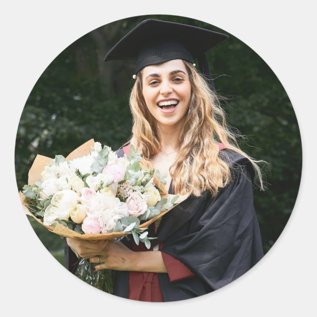 Create Your Own Custom Graduate Photo Classic Round Sticker (Front)