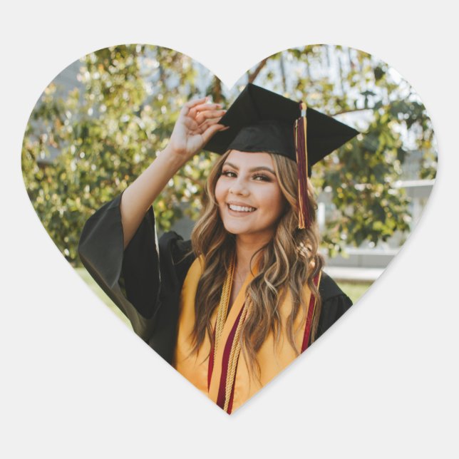 Create Your Own Custom Graduate Photo Heart Sticker (Front)