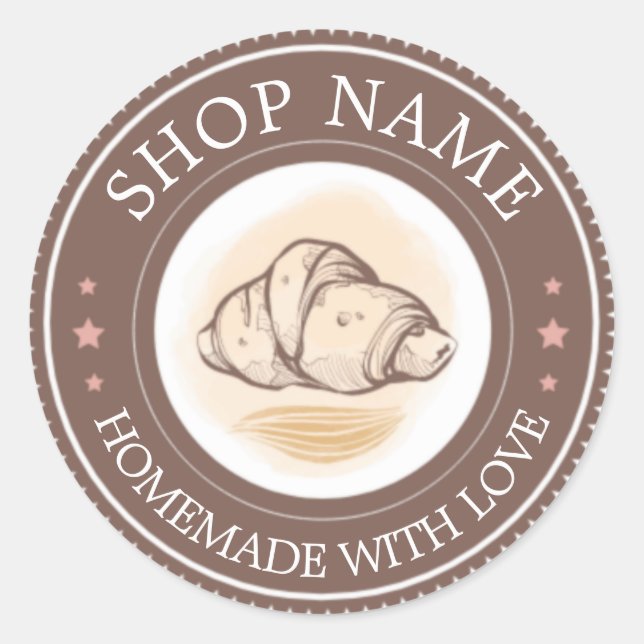 Create your own custom Homemade with love Bakery Classic Round Sticker (Front)