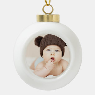 Create Your Own Custom Kids Children Photo Modern Ceramic Ball Christmas Ornament