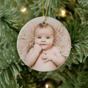 Create Your Own Custom Kids Children Photo Modern Ceramic Tree Decoration
