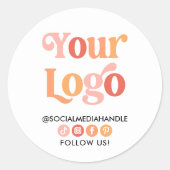 Create Your Own Custom Logo Business Social Media  Classic Round Sticker (Front)