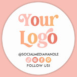 Create Your Own Custom Logo Business Social Media  Classic Round Sticker<br><div class="desc">Create Your Own Custom Logo Business Social Media Stickers. You can add your own logo and change the social media icons colours or delete the ones you don't need by using the design tool (click the customise further button). Happy Branding!</div>