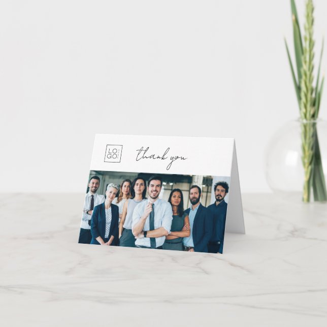 Create Your Own Custom Logo Photo Business Company Thank You Card (Front)