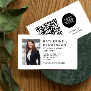 Create Your Own Custom Logo QR Photo Modern Business Card