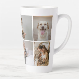 Create your own custom made 5 photo personalised latte mug