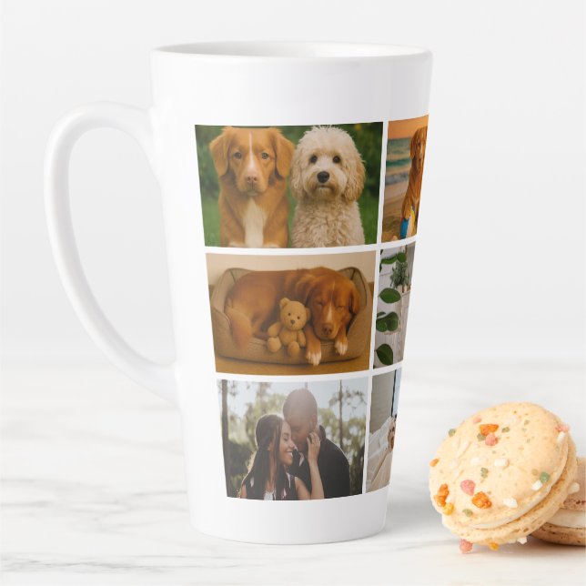 Create your own custom made 9 photo personalised latte mug (In Situ)