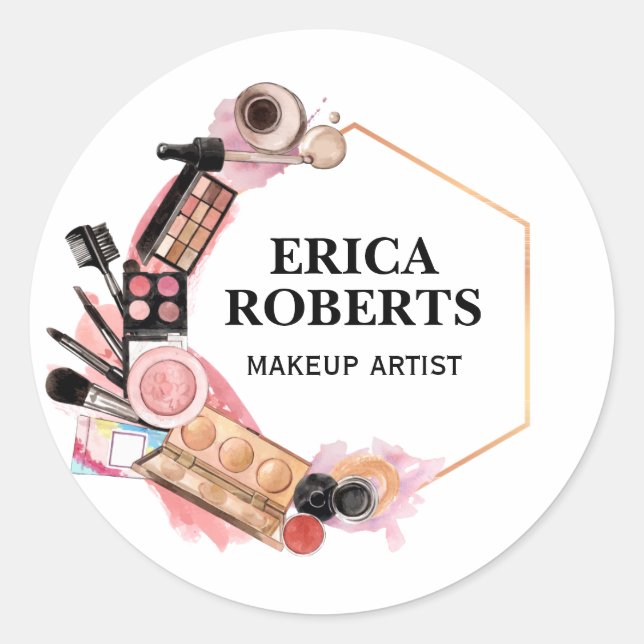 Create your own Custom Makeup Artist Customisable Classic Round Sticker (Front)