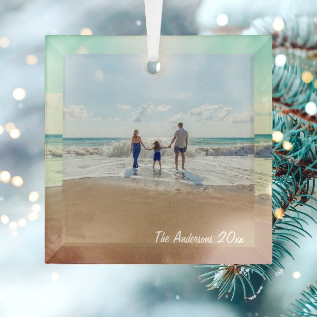 Create Your Own Custom Memorable Family Photo Glass Tree Decoration (Creator Uploaded)