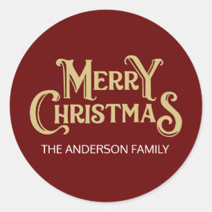 Create Your Own Custom Merry Christmas Classic Round Sticker