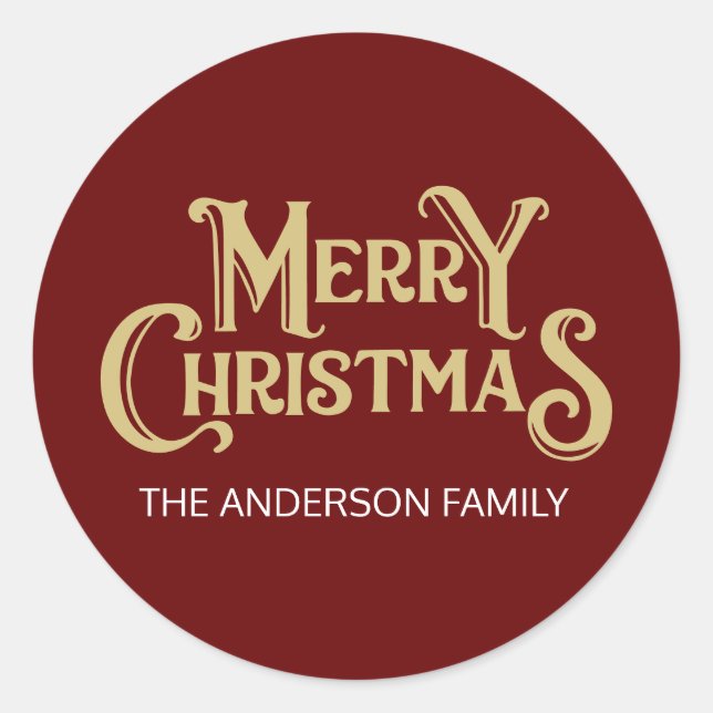 Create Your Own Custom Merry Christmas Classic Round Sticker (Front)