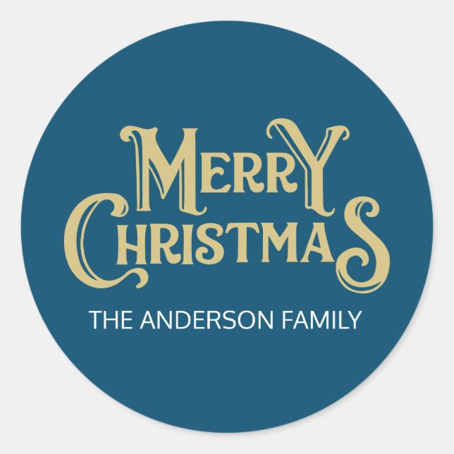 Create Your Own Custom Merry Christmas Classic Round Sticker (Front)