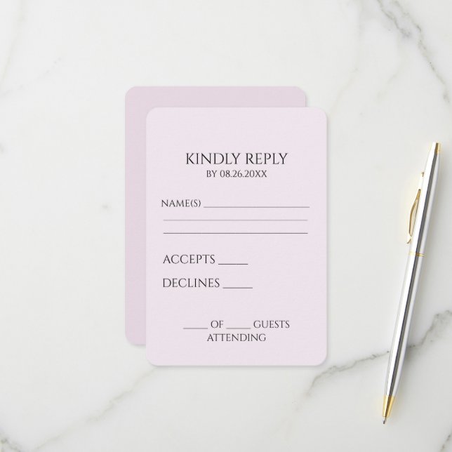 Create Your Own Custom Minimalist RSVP Card (Front/Back In Situ)