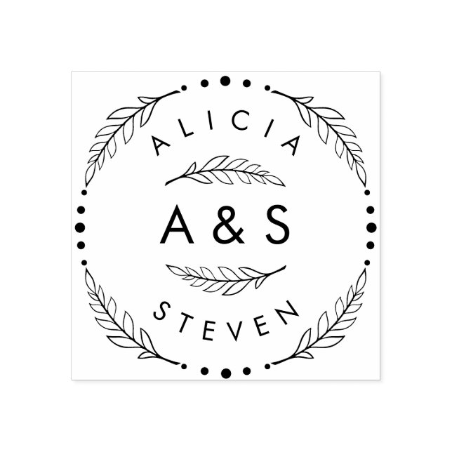 Create Your Own Custom Modern Wedding Initials Rubber Stamp (Imprint)