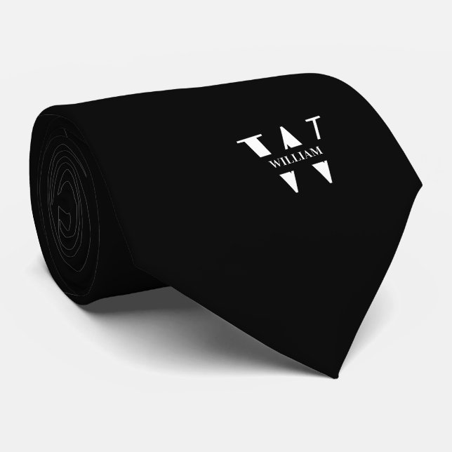 Create Your Own Custom Monogram And Name Black  Tie (Rolled)