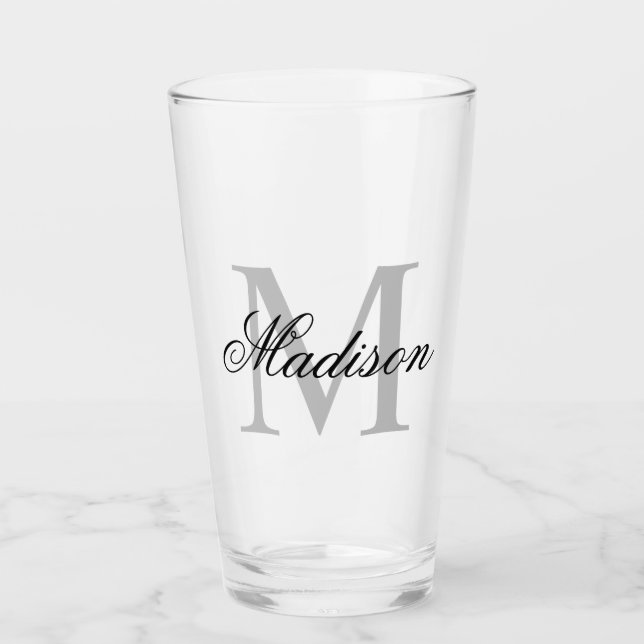 Create Your Own Custom Monogram And Name Glass (Front)