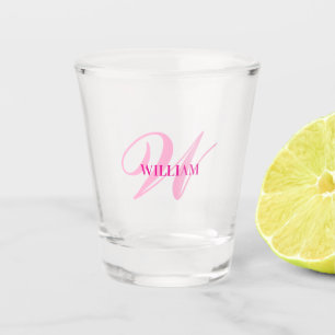 Create Your Own Custom Monogram And Name Pink  Shot Glass